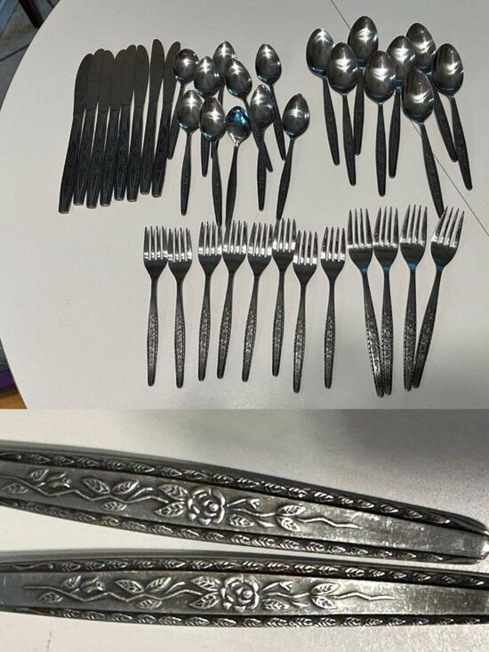 Interpur Other - 38 pc Vintage MCM Interpur INR7 Stainless Flatware Spoons Forks Knives Floral